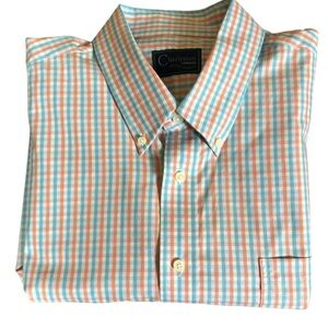 Charleston Threads coral and blue plaid button down shirt Size XXL